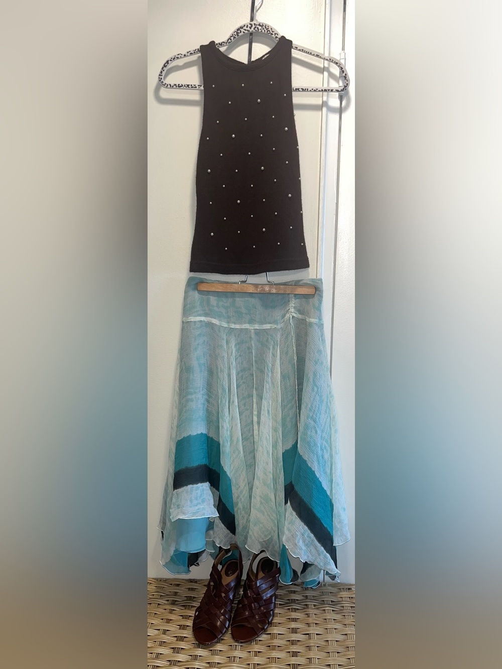 Faux pearl accented tank
